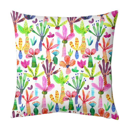 Cute Colorful Palms Garden - designed cushion by Ninola Design