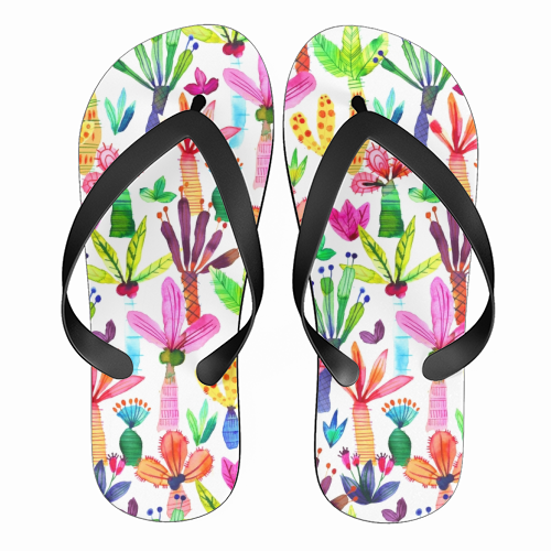 Cute Colorful Palms Garden - funny flip flops by Ninola Design