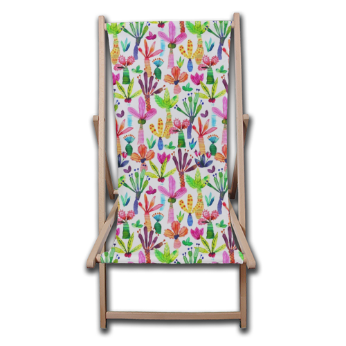 Cute Colorful Palms Garden - canvas deck chair by Ninola Design