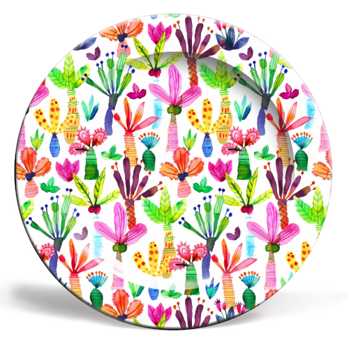 Cute Colorful Palms Garden - ceramic dinner plate by Ninola Design