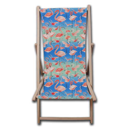 Cute Watercolor Pink Coral Flamingos - canvas deck chair by Ninola Design