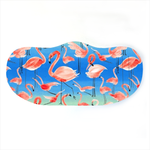 Cute Watercolor Pink Coral Flamingos - face cover mask by Ninola Design