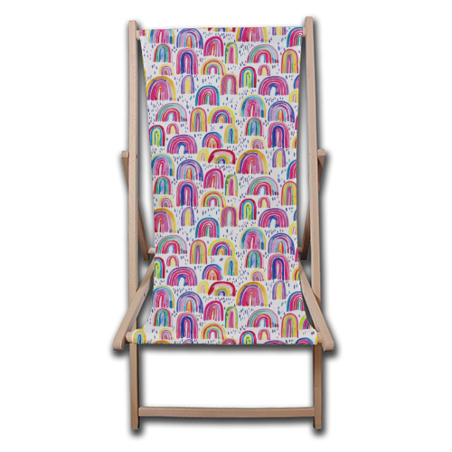 Cute Colorful Watercolor Rainbows - canvas deck chair by Ninola Design