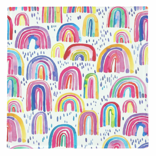 Cute Colorful Watercolor Rainbows - personalised beer coaster by Ninola Design
