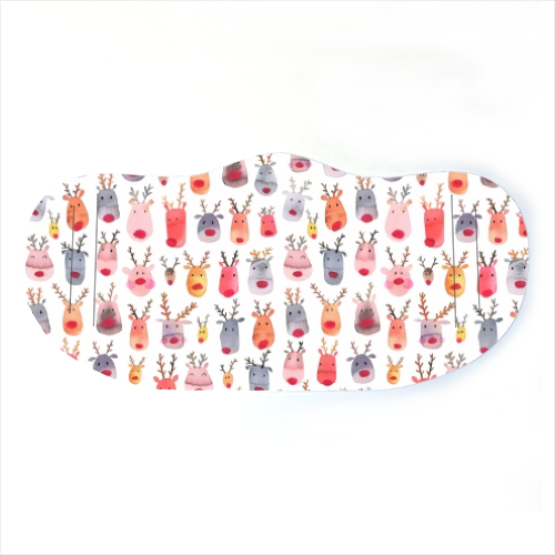 Cute Watercolor Christmas Rudolph Reindeers - face cover mask by Ninola Design