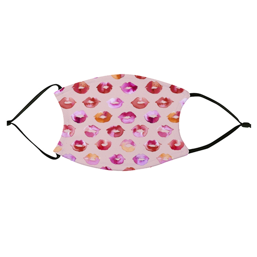 Watercolor Sweet Pink Lips - face cover mask by Ninola Design