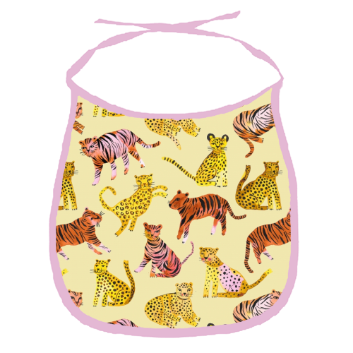 Safari Tigers and Leopards - funny baby bib by Ninola Design