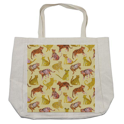 Safari Tigers and Leopards - cool beach bag by Ninola Design
