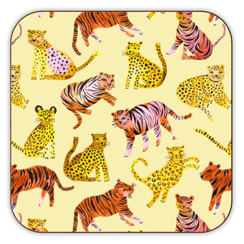 Safari Tigers and Leopards - personalised beer coaster by Ninola Design