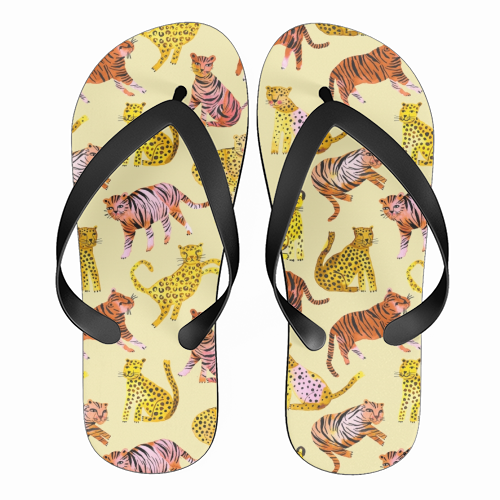 Safari Tigers and Leopards - funny flip flops by Ninola Design