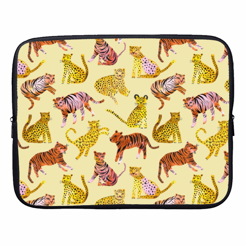 Safari Tigers and Leopards - designer laptop sleeve by Ninola Design