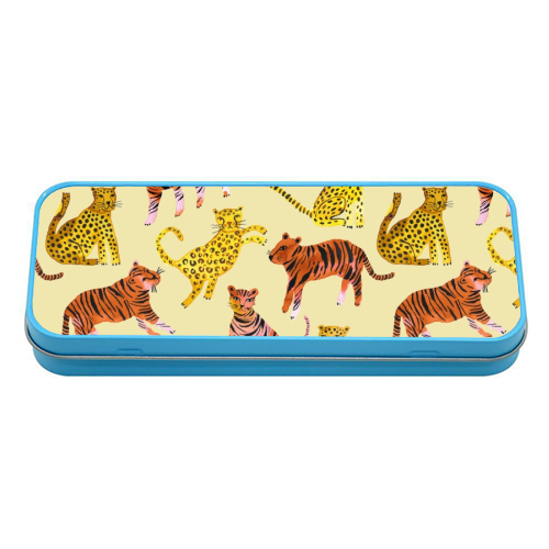 Safari Tigers and Leopards - tin pencil case by Ninola Design