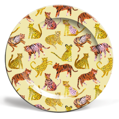 Safari Tigers and Leopards - ceramic dinner plate by Ninola Design
