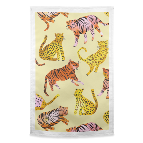 Safari Tigers and Leopards - funny tea towel by Ninola Design