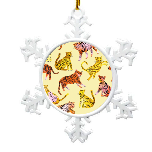 Safari Tigers and Leopards - snowflake decoration by Ninola Design