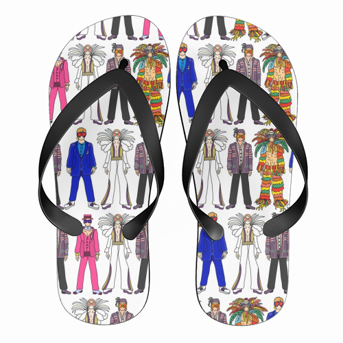 Elton - funny flip flops by Notsniw Art