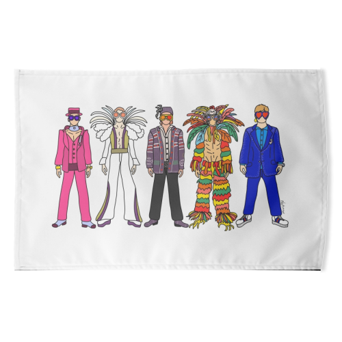 Elton - funny tea towel by Notsniw Art