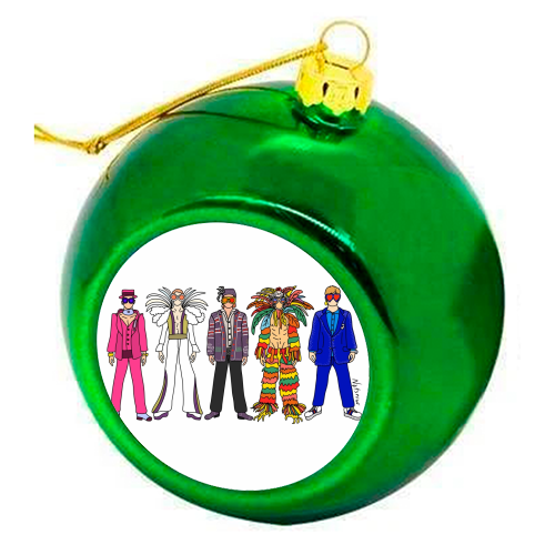 Elton - colourful christmas bauble by Notsniw Art
