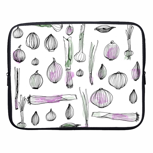 Onion harvest - designer laptop sleeve by Michelle Walker