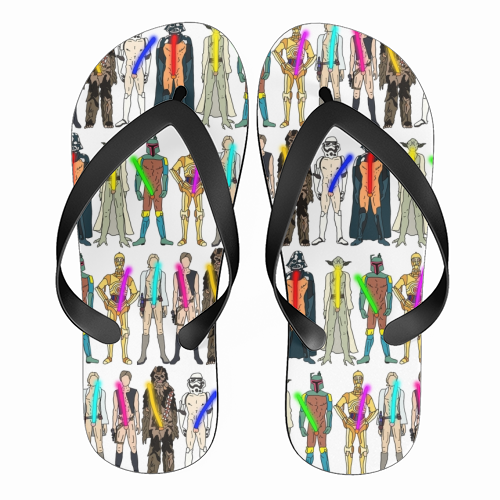 Naughty Lightsabers - funny flip flops by Notsniw Art