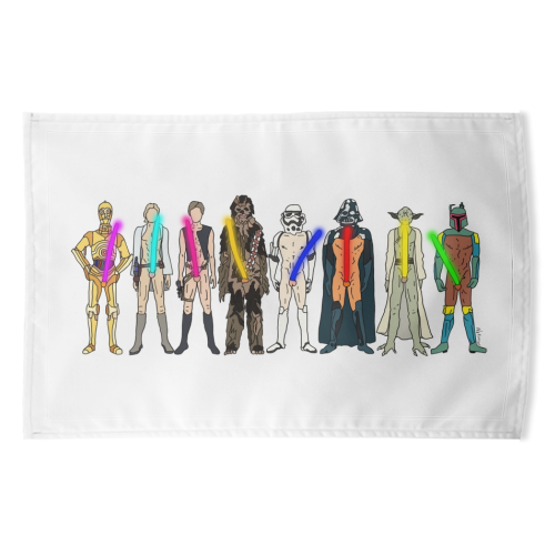 Naughty Lightsabers - funny tea towel by Notsniw Art