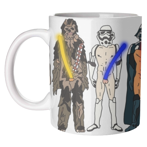 Naughty Lightsabers - unique mug by Notsniw Art
