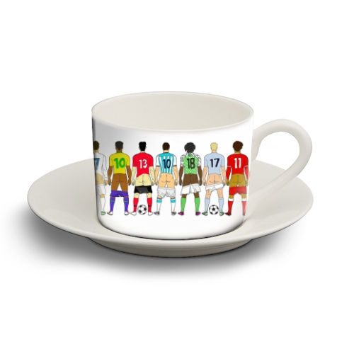 Soccer Butts - personalised cup and saucer by Notsniw Art