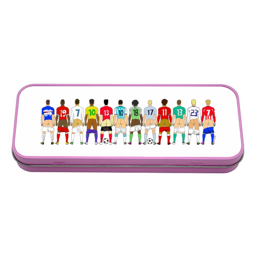 Soccer Butts - tin pencil case by Notsniw Art
