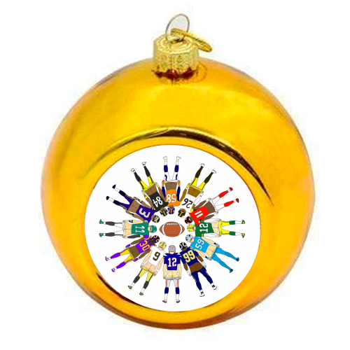 Football Butts - colourful christmas bauble by Notsniw Art