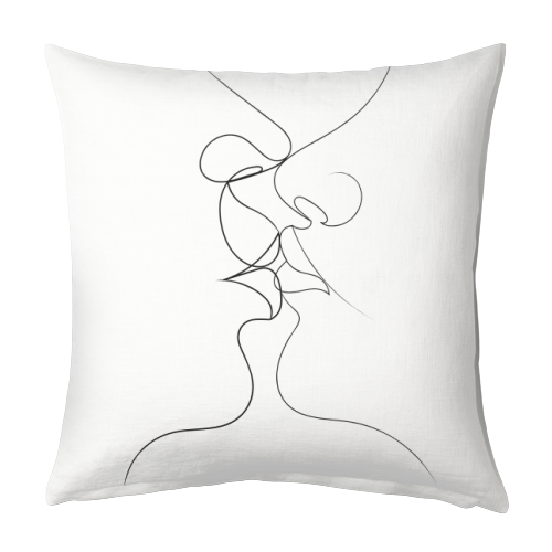 Tender Kiss on White - designed cushion by Adam Regester