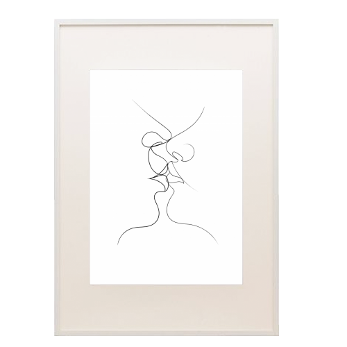 Tender Kiss on White - framed poster print by Adam Regester