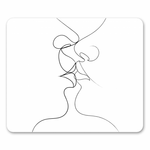 Tender Kiss on White - funny mouse mat by Adam Regester