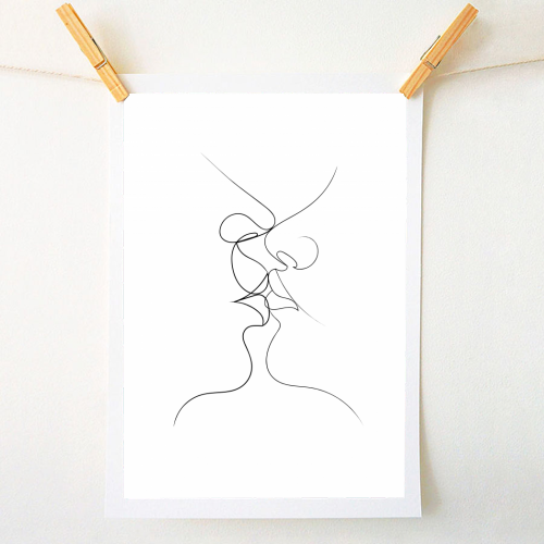 Tender Kiss on White - A1 - A4 art print by Adam Regester