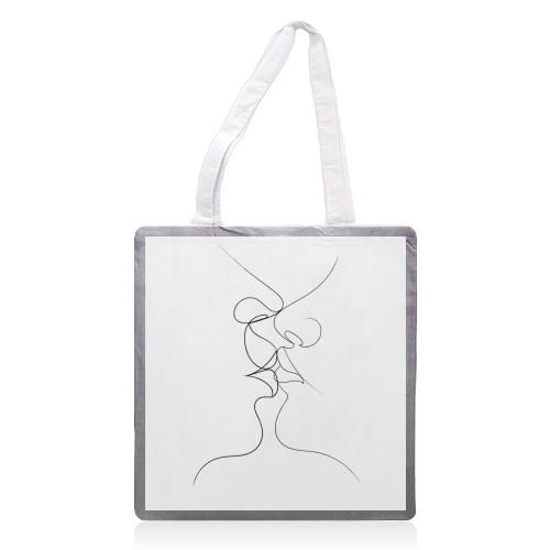 Tender Kiss on White - printed tote bag by Adam Regester