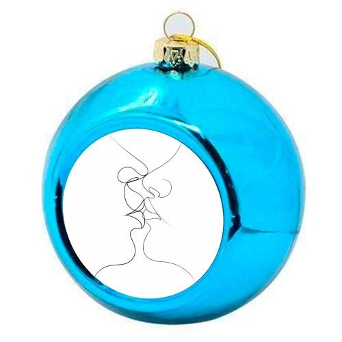 Tender Kiss on White - colourful christmas bauble by Adam Regester