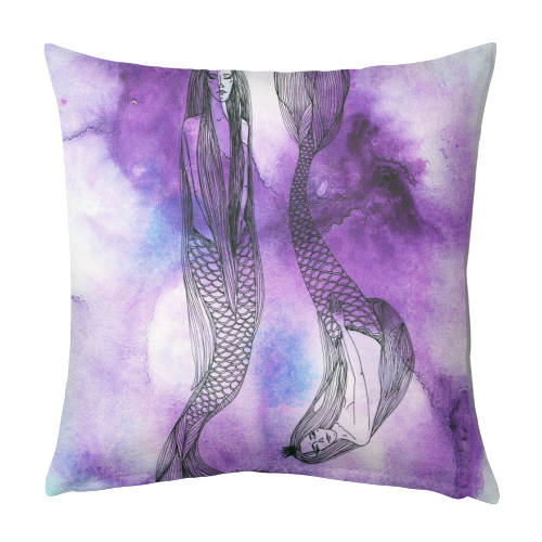 Two mermaids - designed cushion by Aleshka K