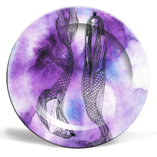 Two mermaids - ceramic dinner plate by Aleshka K