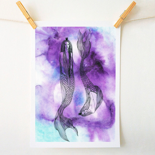Two mermaids - A1 - A4 art print by Aleshka K