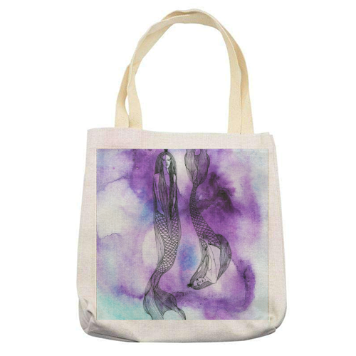 Two mermaids - printed tote bag by Aleshka K