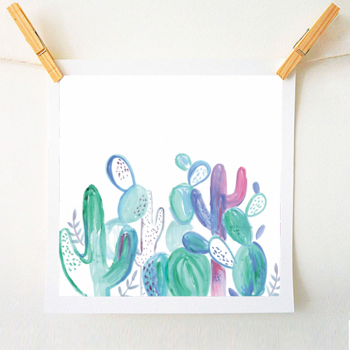 Abstract minimal cacti painting - A1 - A4 art print by lauradidthis