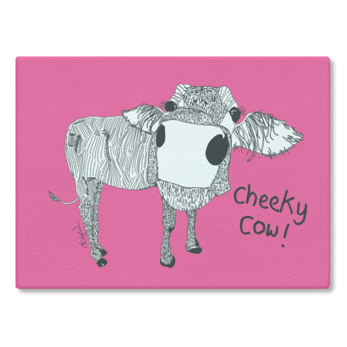 Cheeky Cow - glass chopping board by Casey Rogers