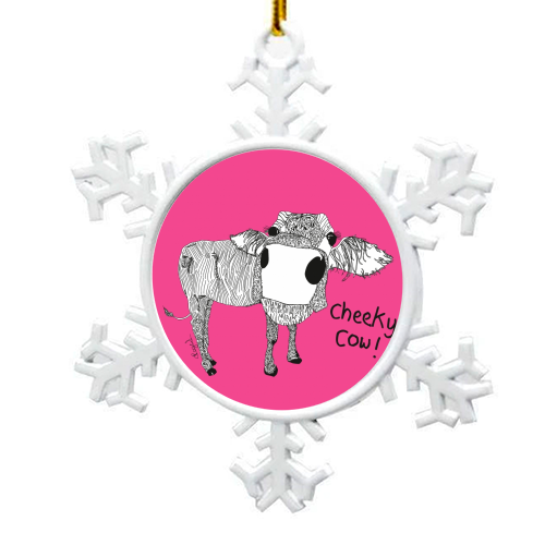 Cheeky Cow - snowflake decoration by Casey Rogers