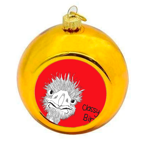 Classy Bird - colourful christmas bauble by Casey Rogers
