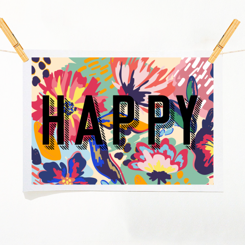 HAPPY - A1 - A4 art print by The 13 Prints