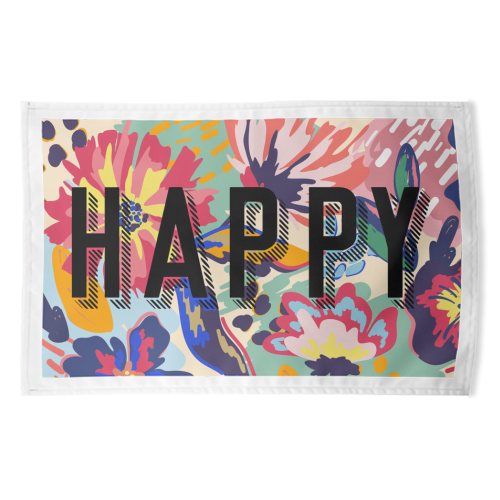 HAPPY - funny tea towel by The 13 Prints