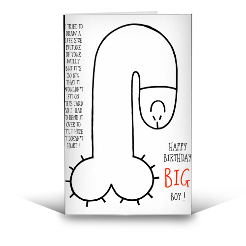 Big Boy Willy Birthday Card - funny greeting card by Adam Regester