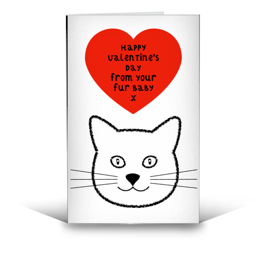 Cat Fur Baby Valentine's Day - funny greeting card by Adam Regester