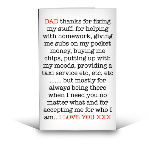 Thanks Dad - funny greeting card by Adam Regester