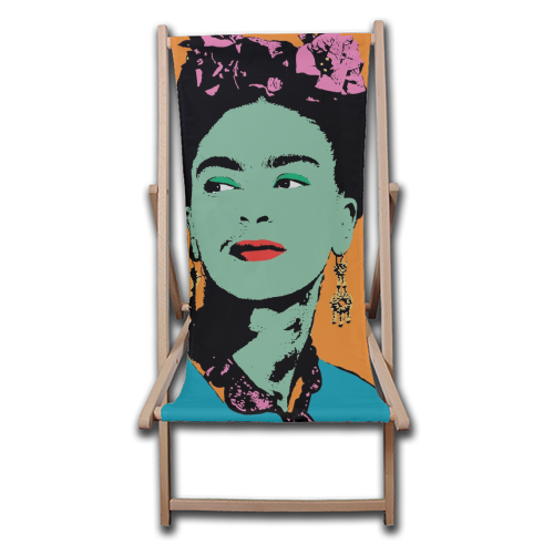 Frida - Orange, Green & Pink - canvas deck chair by Wallace Elizabeth