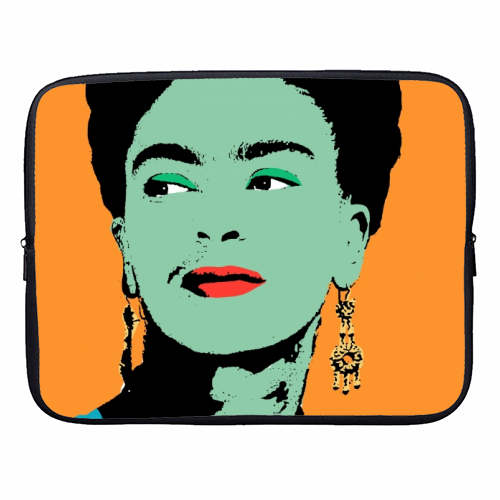 Frida - Orange, Green & Pink - designer laptop sleeve by Wallace Elizabeth